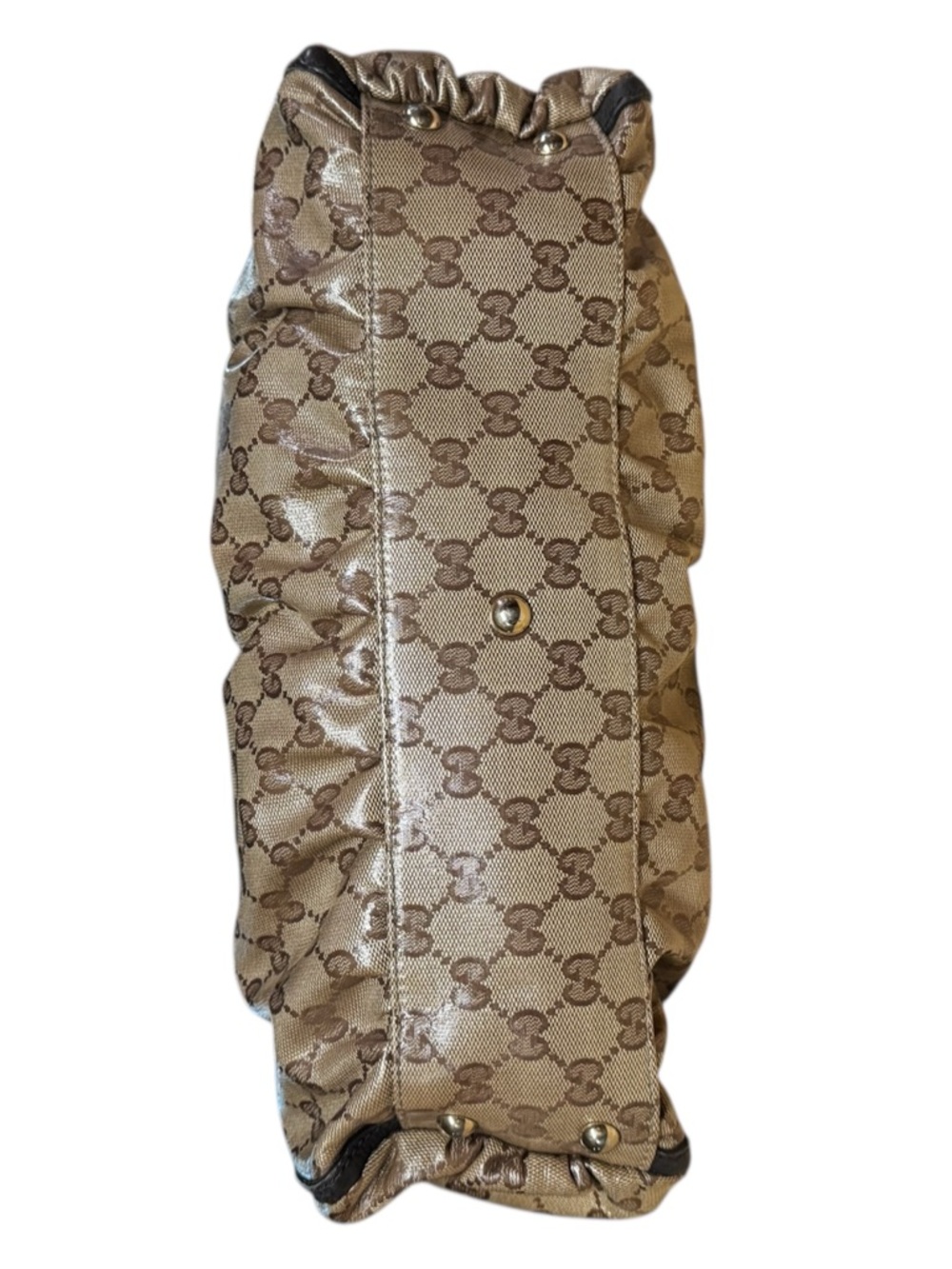 GUCCI Authentic GG Abbey Coated Canvas Tote Bag Leather Trim Handbag Brown COA - Picture 10 of 17